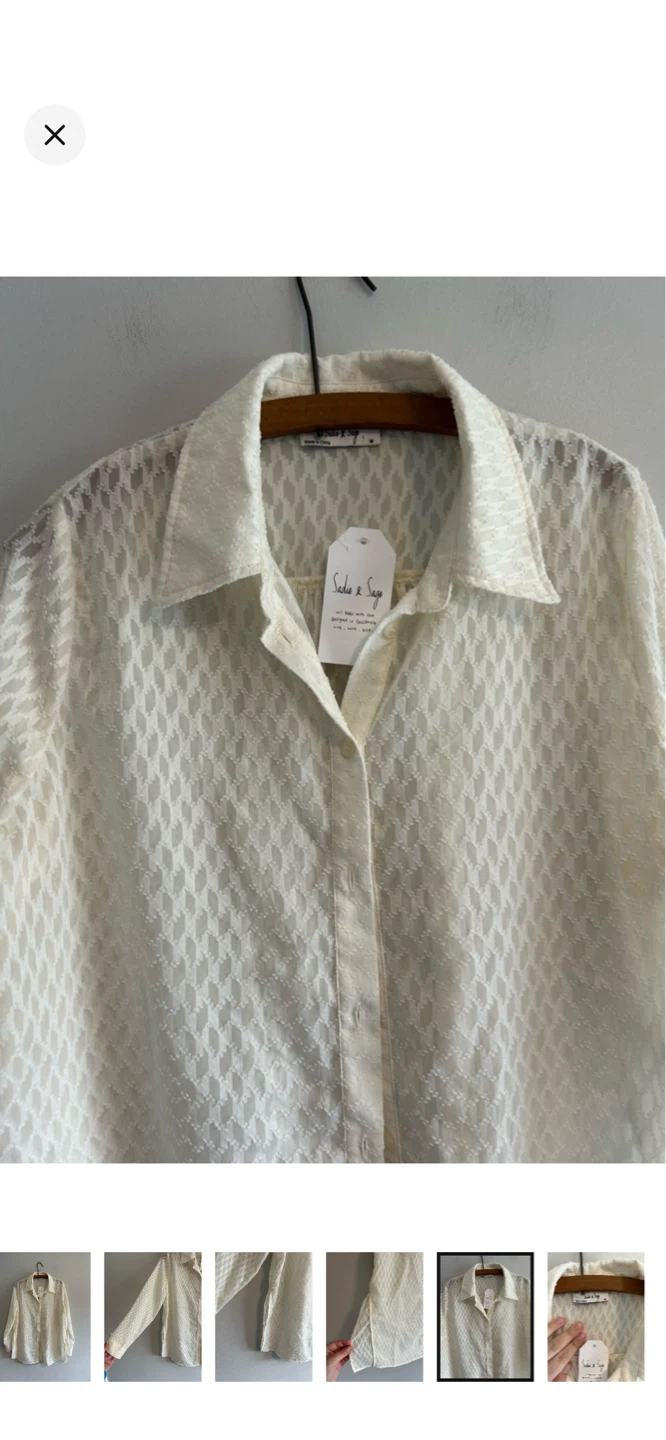 Sasha & Sage White Textured Button-Up Shirt - photo 5