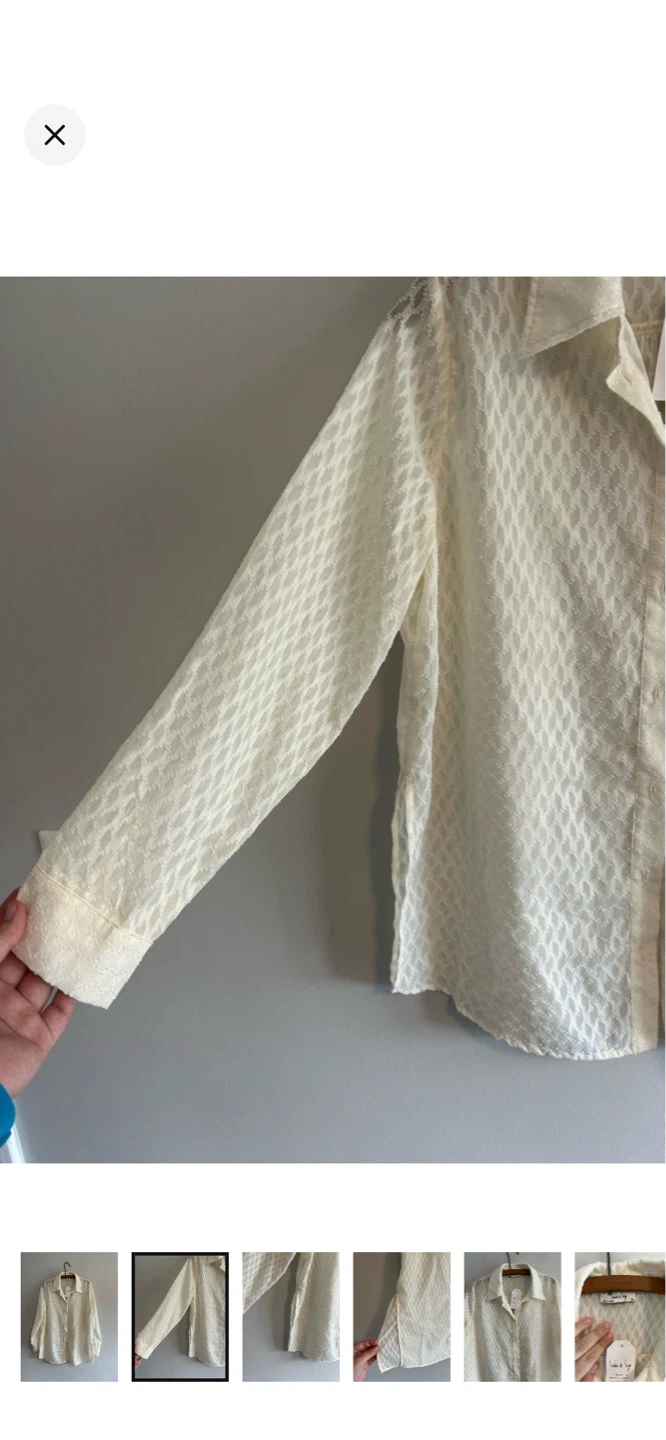 Sasha & Sage White Textured Button-Up Shirt - photo 2
