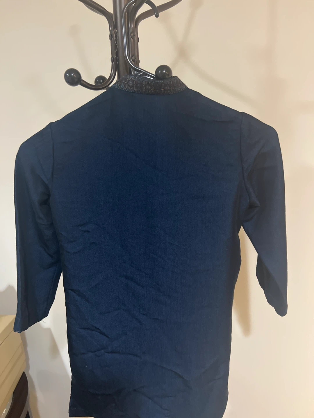 Boys Navy Kurta with Embroidered Collar 4 years - photo 3