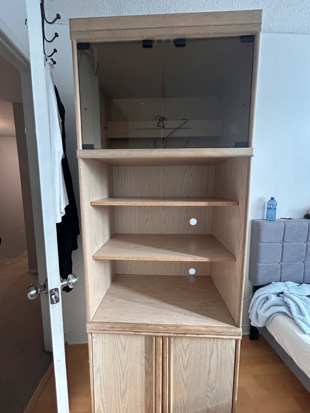 Wooden Media Console with Glass Doors - photo 2