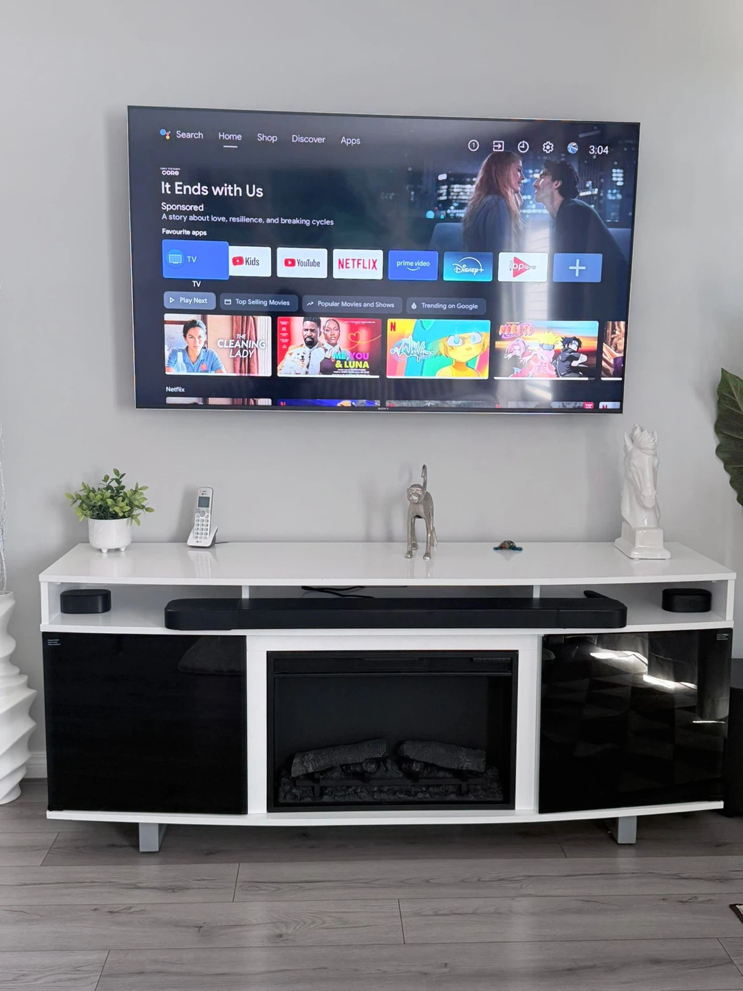 72" TV Stand with Electric Fireplace White gloss finish - photo 2