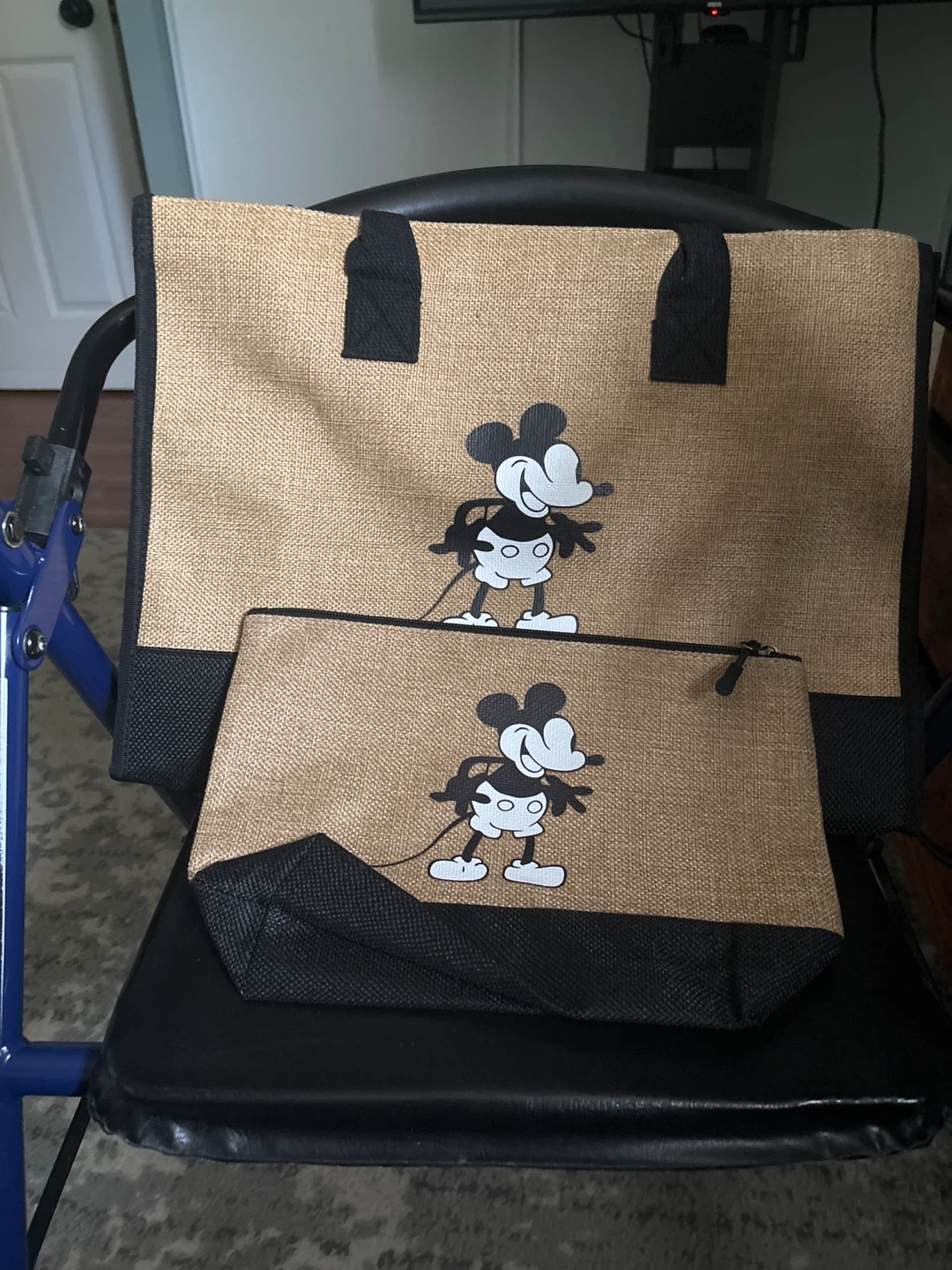 Mickey Mouse Jute Tote Bag and Pouch Set