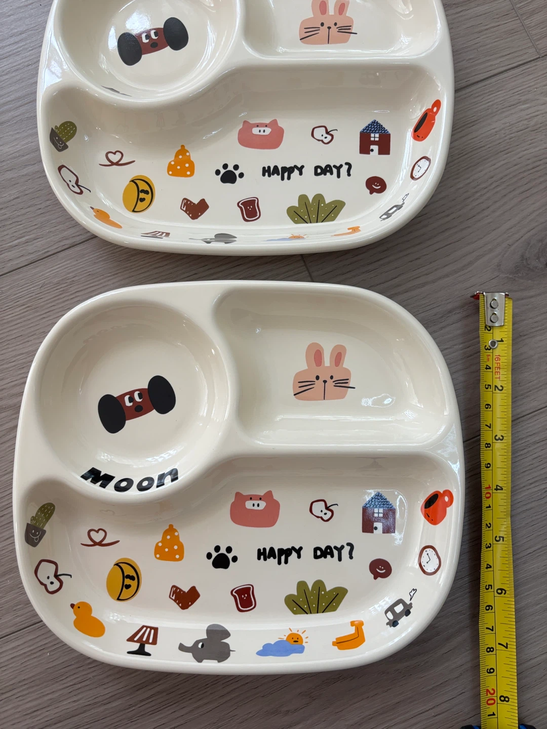 Brand new set of 2 3-compartment ceramic plates - photo 3