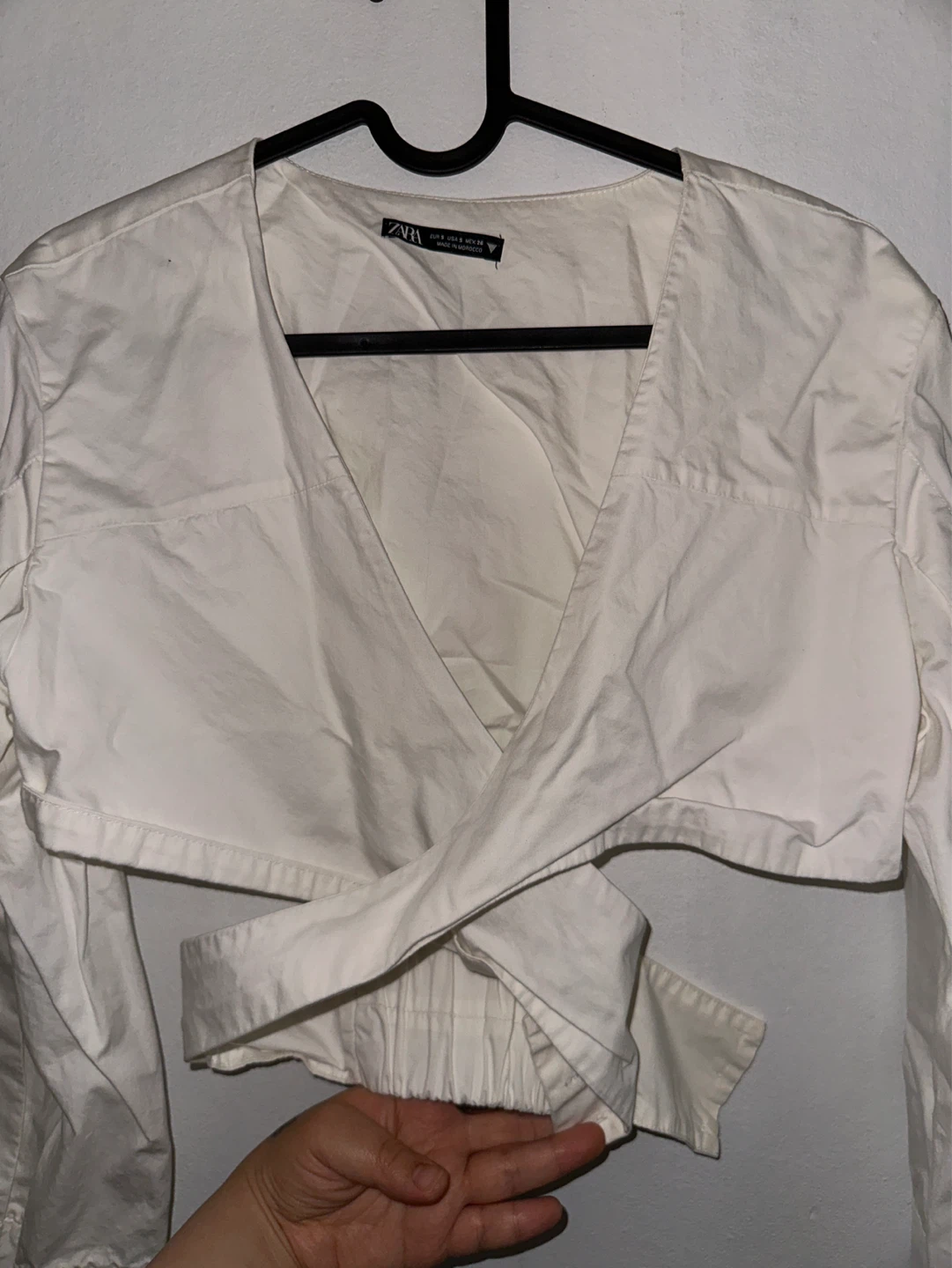 White Zara Cropped Wrap Top - photo 2