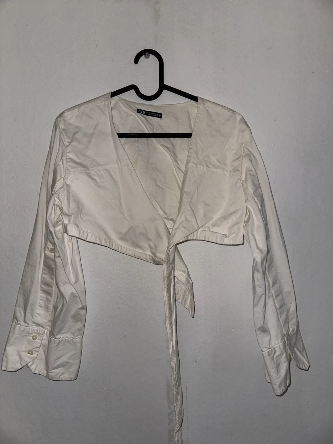 White Zara Cropped Wrap Top