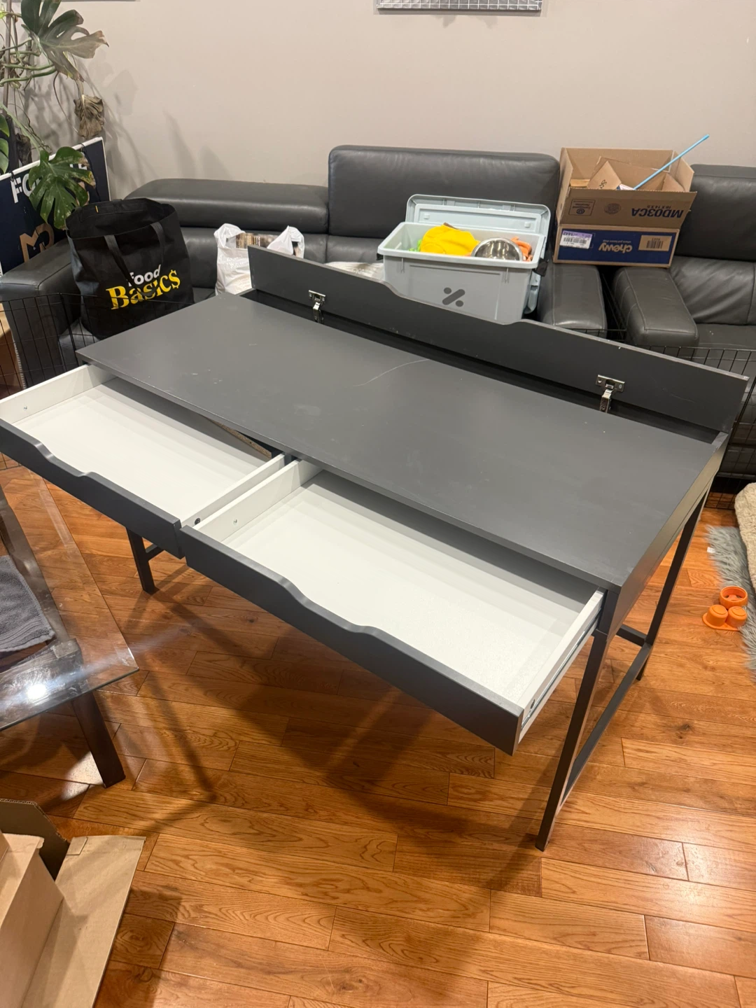 Grey Two-Drawer Desk - photo 4