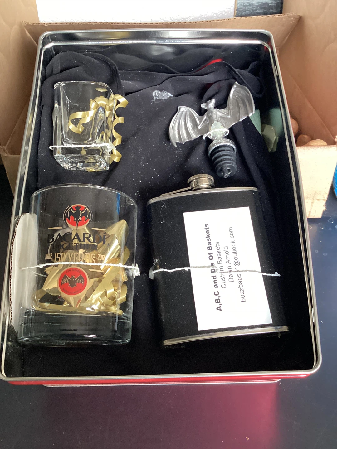 Bacardi 150th Anniversary Collector's Set with Flask and Glasses
