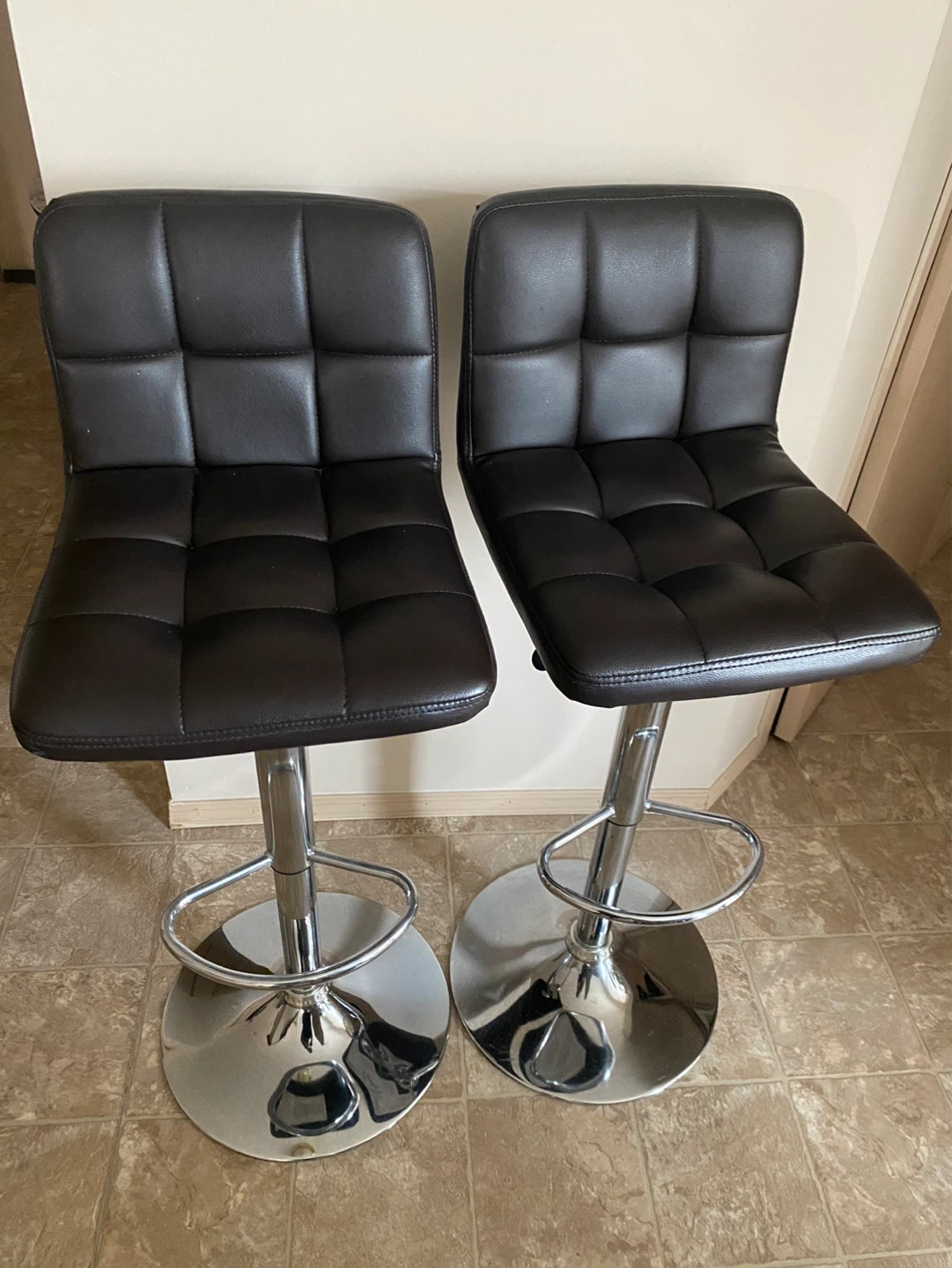 Set of 2 Brown Faux Leather Bar Stools