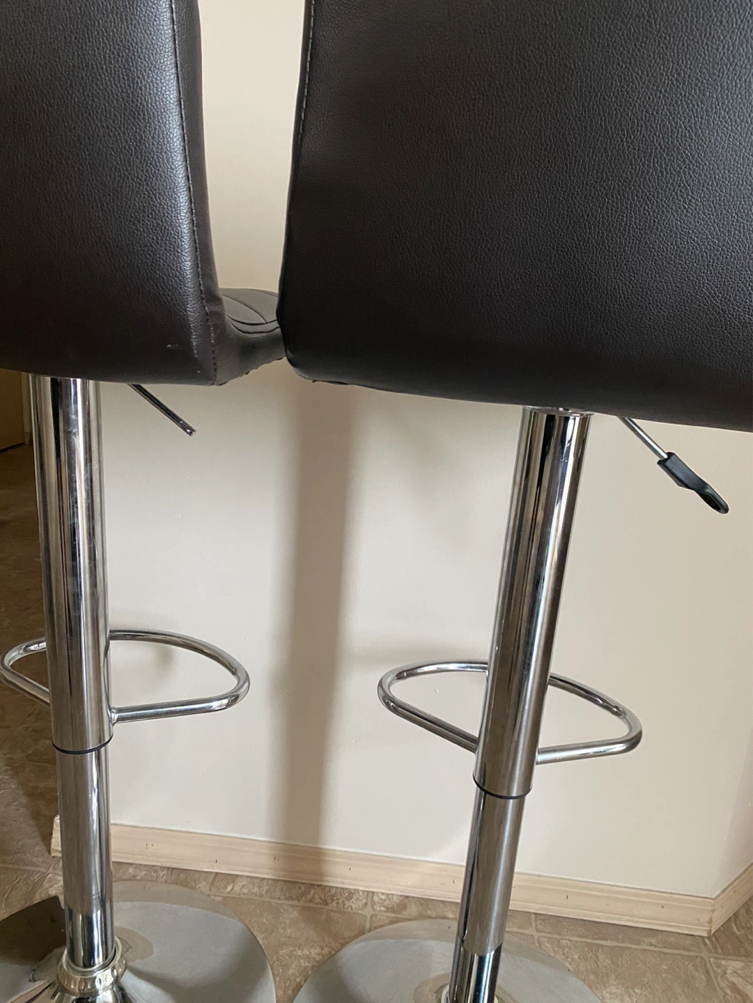 Set of 2 Brown Faux Leather Bar Stools - photo 4