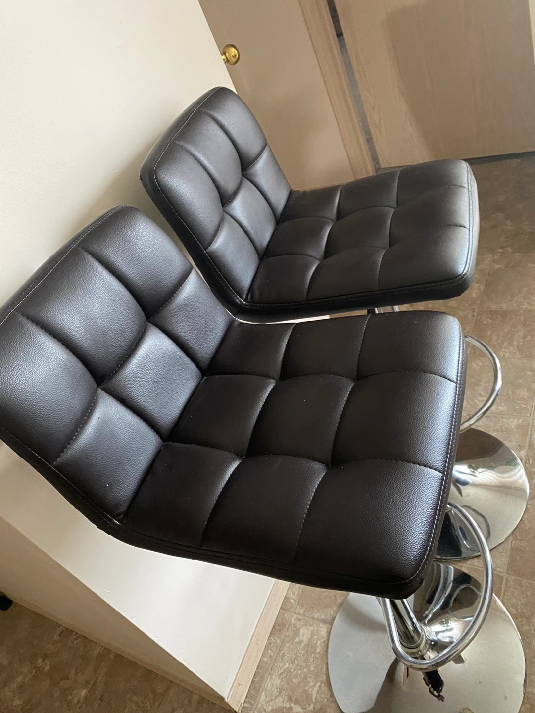 Set of 2 Brown Faux Leather Bar Stools - photo 2