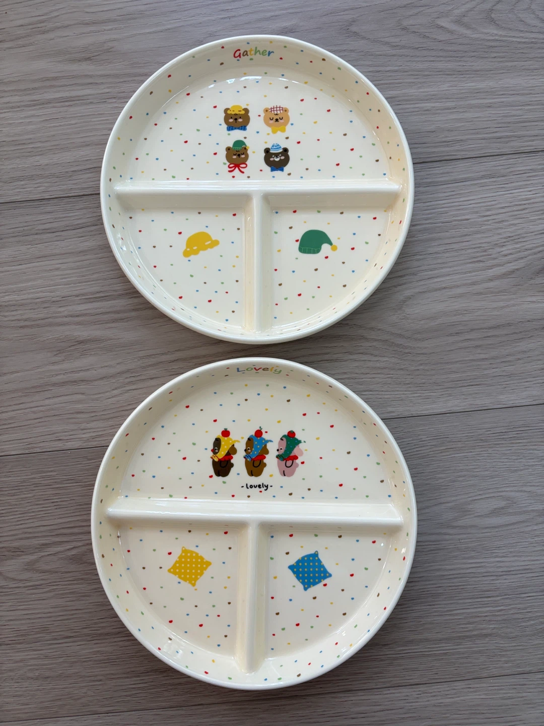 Set of 2 brand new Cute Divided ceramic Kids Plates