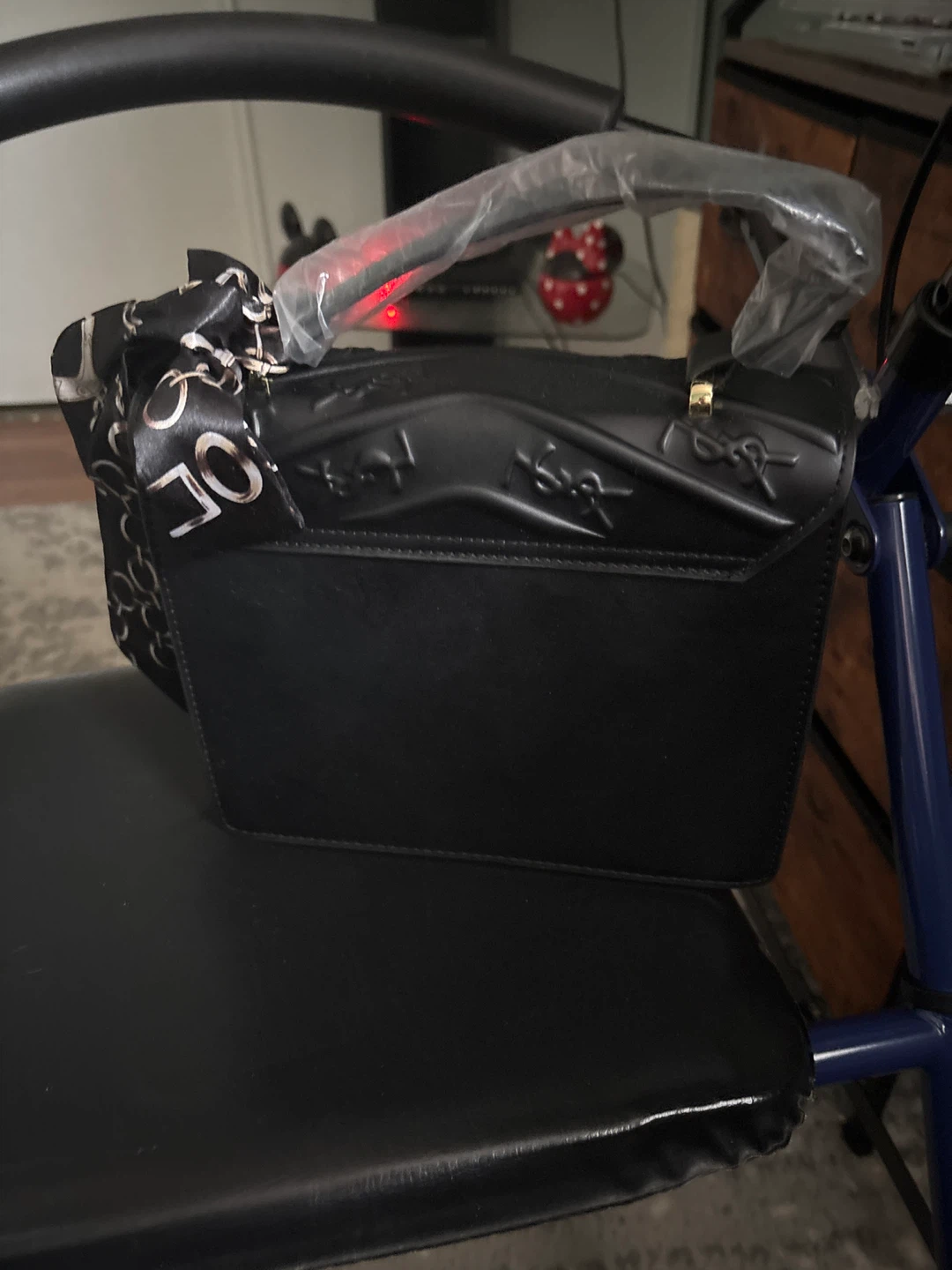 Yves Saint Laurent Black Shoulder Bag with Scarf