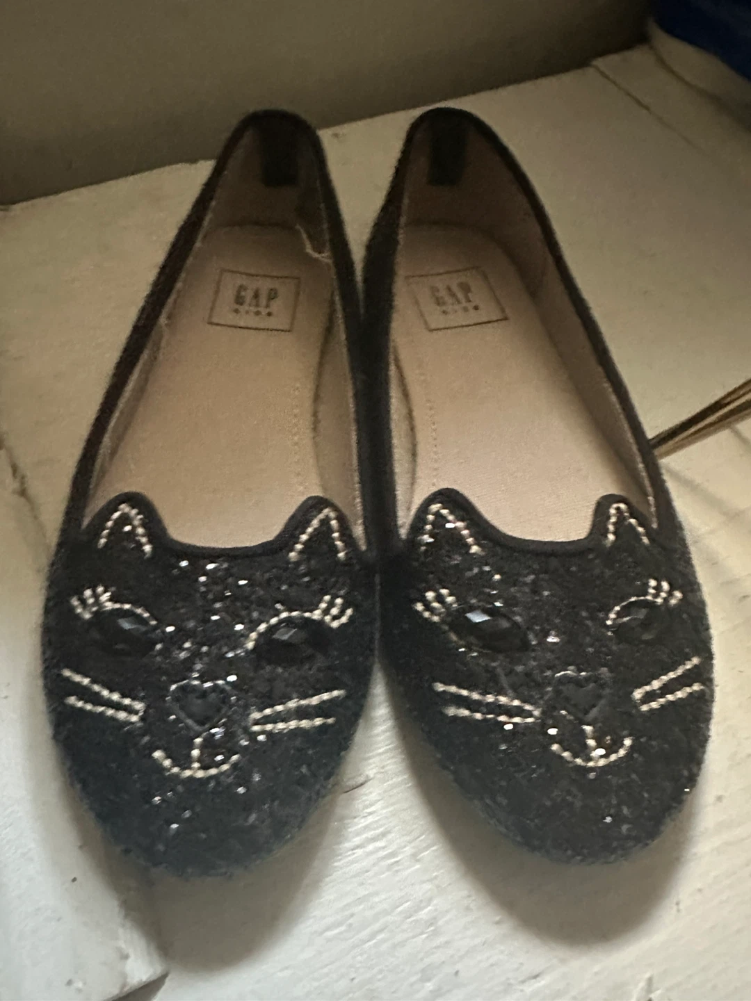 GAP Kids Black Sequin Cat Face Ballet Flats