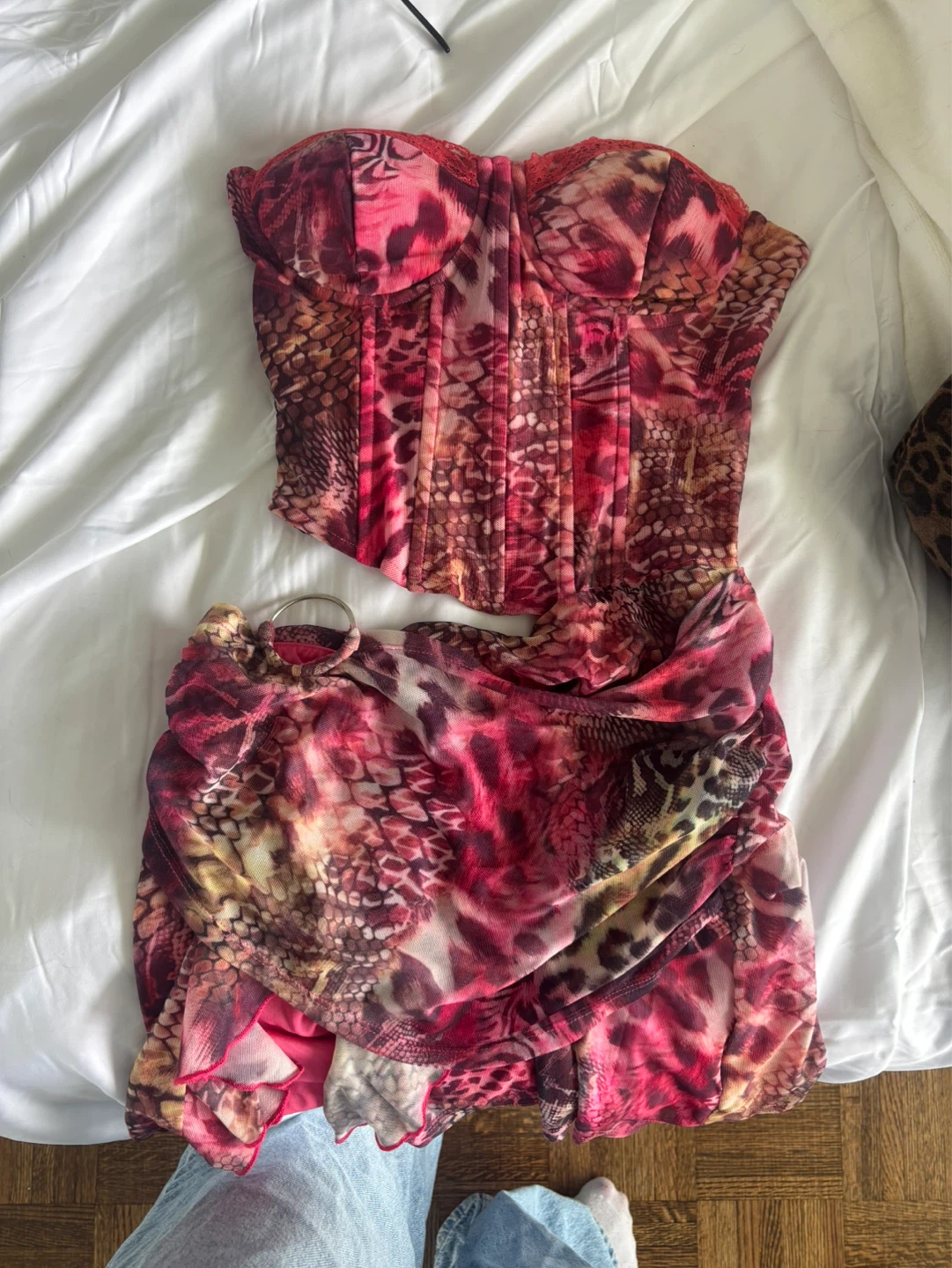 Fashion Nova Pink Animal Print Corset & Skirt Set - photo 2