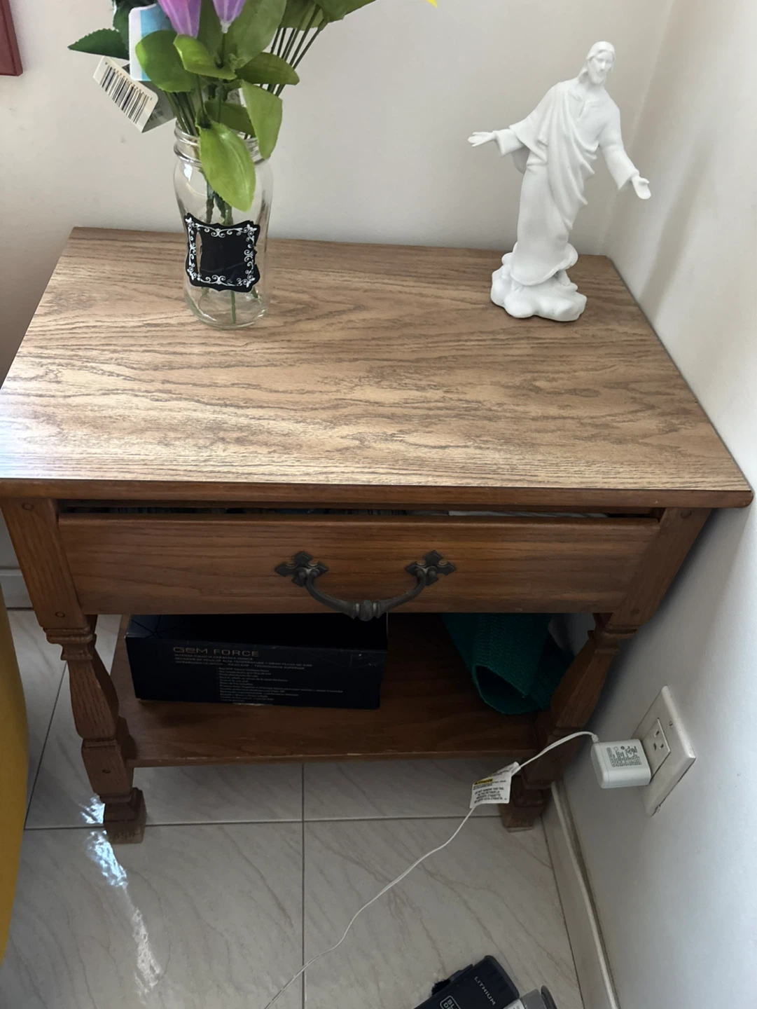 Wooden End Table with Drawer