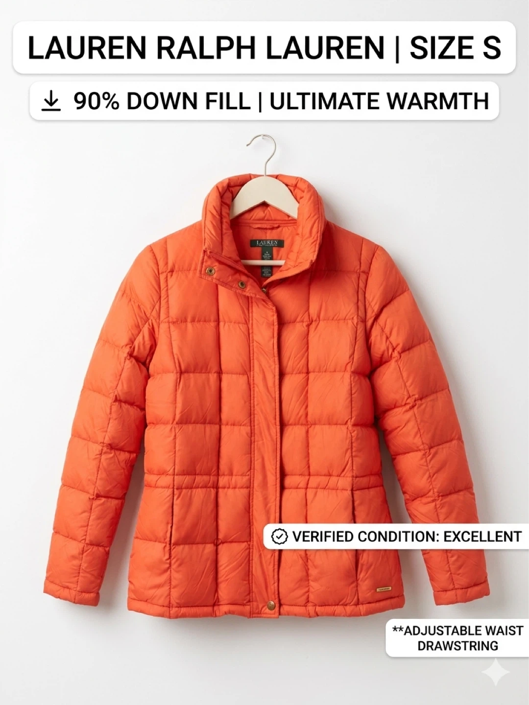 Lauren Ralph Lauren Puffer Jacket - Red, Size S - photo 2