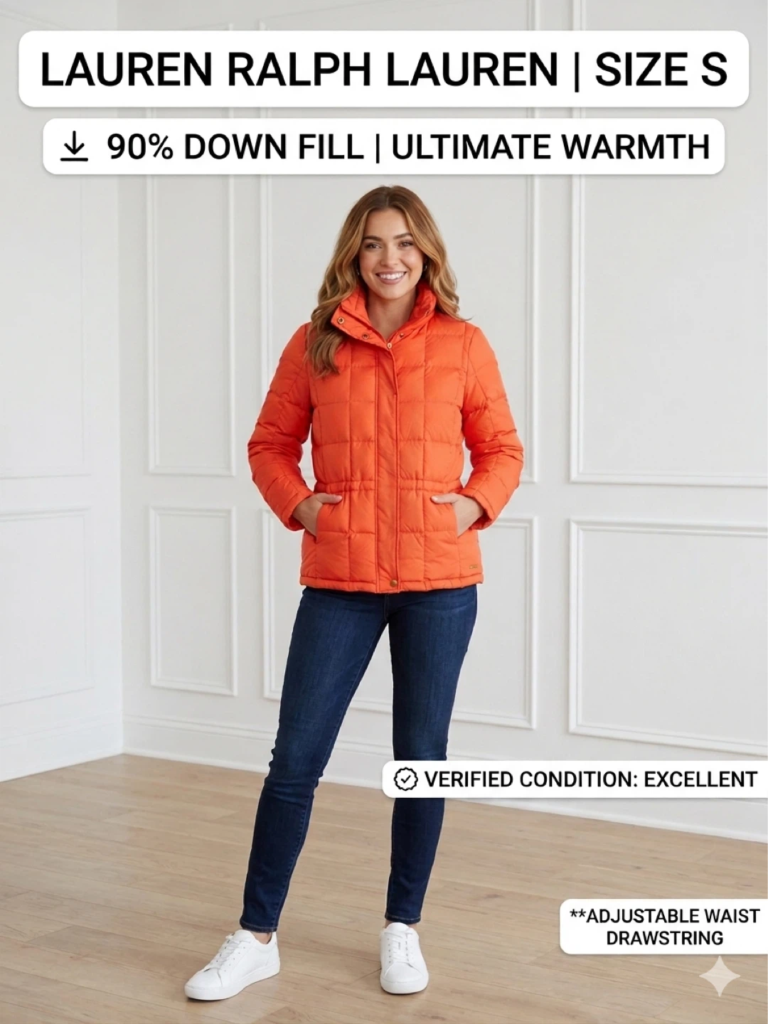 Lauren Ralph Lauren Puffer Jacket - Red, Size S