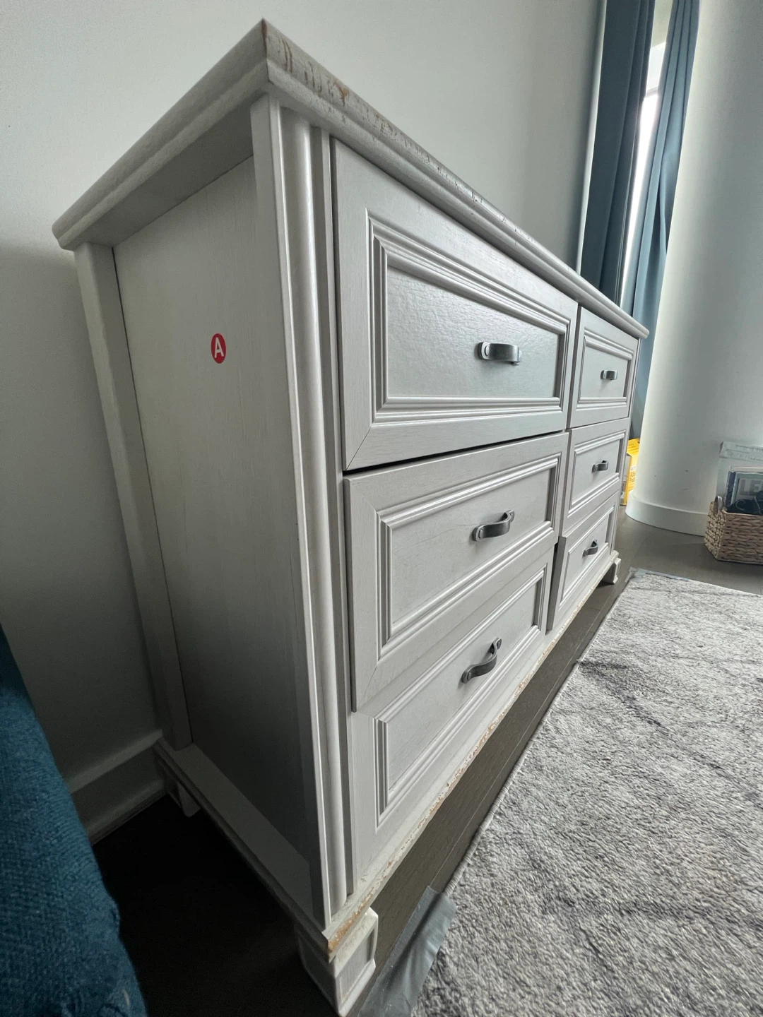 Beige 6-Drawer Dresser with Silver Handles - photo 2