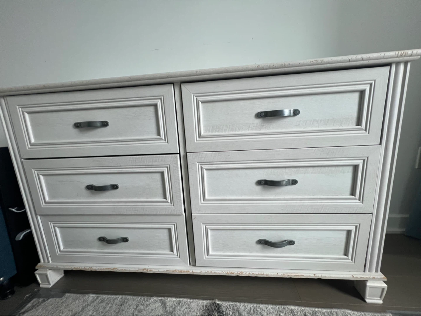 Beige 6-Drawer Dresser with Silver Handles - photo 3