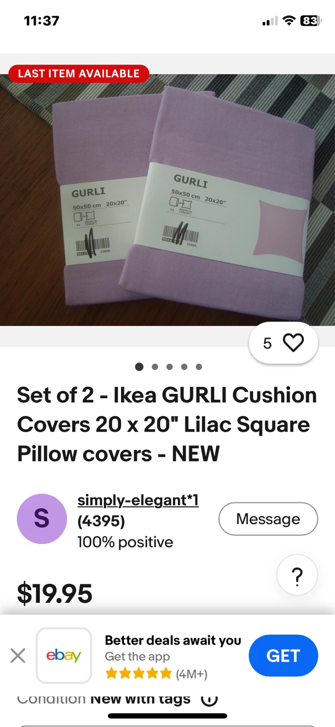 IKEA GURLI  Pillow cushion Covers 20in × 20 - photo 4