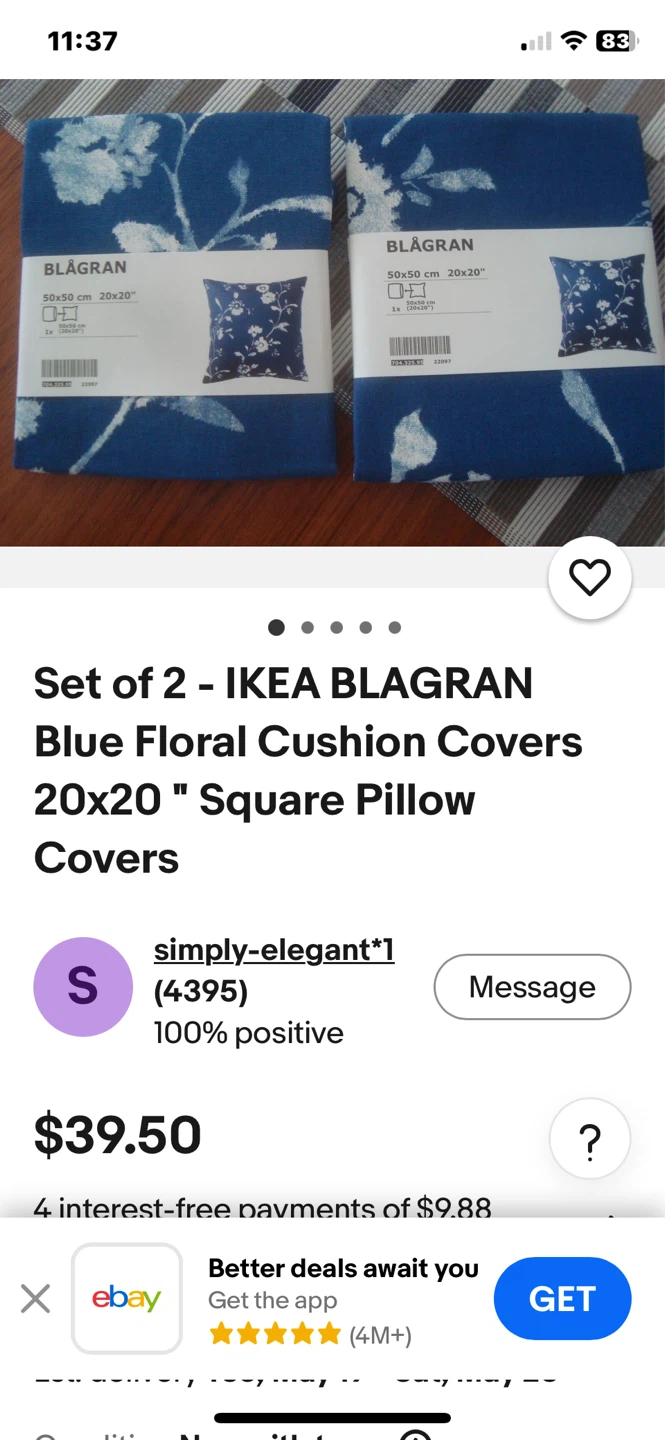 IKEA GURLI  Pillow cushion Covers 20in × 20 - photo 5