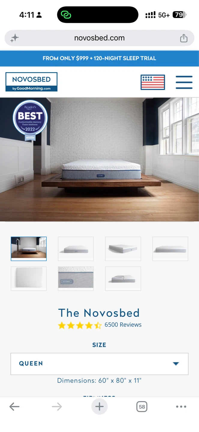 Novosbed Queen Mattress medium used