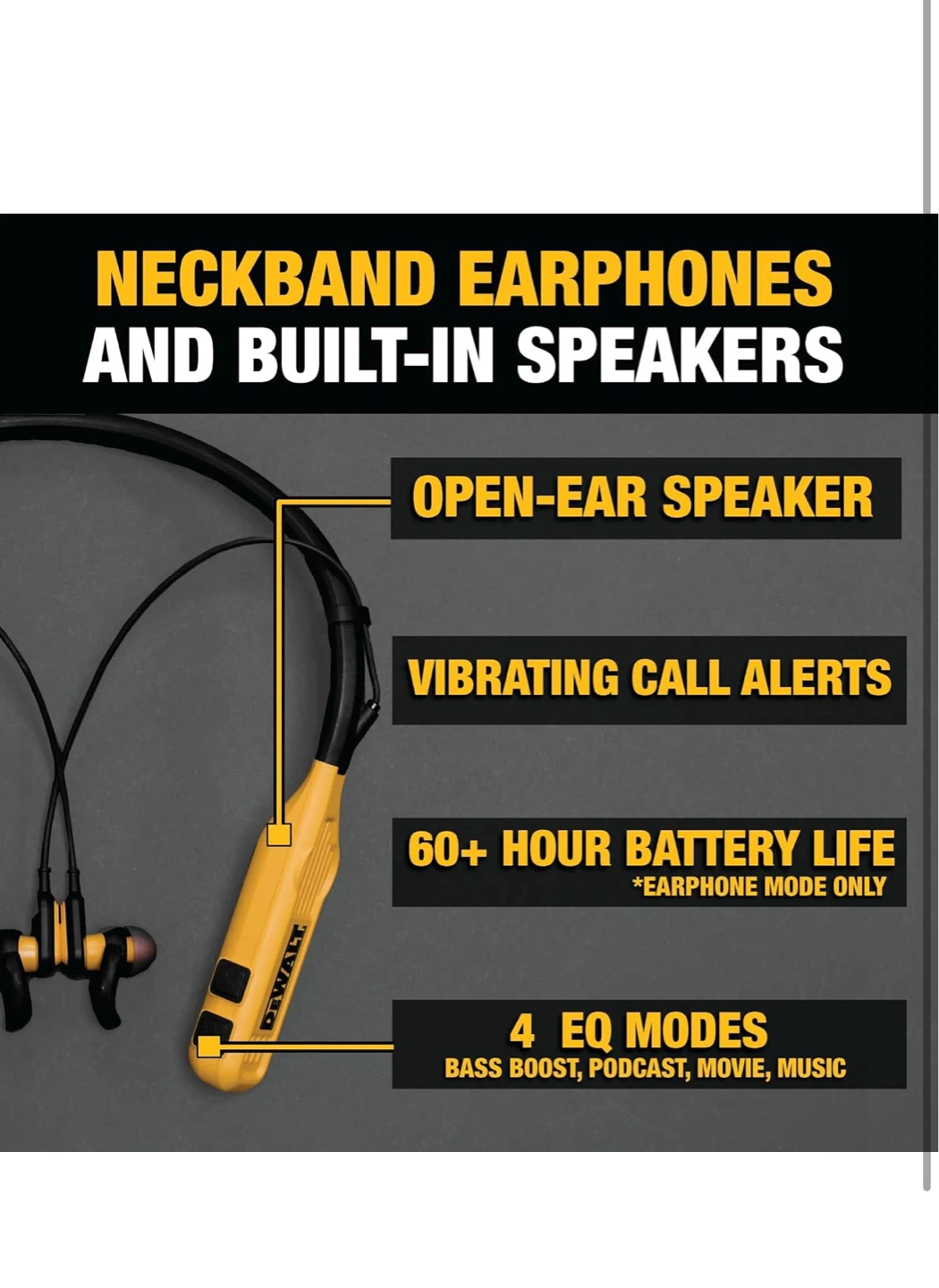 DEWALT Neckband Earphones with Built-in Speakers - photo 3