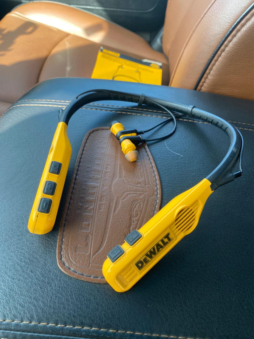 DEWALT Neckband Earphones with Built-in Speakers