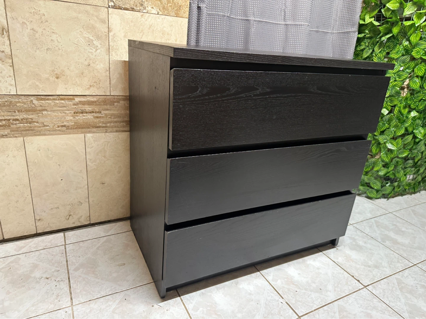 IKEA Modern Dark Wood 3‑Drawer Dresser – Great Condition - photo 2