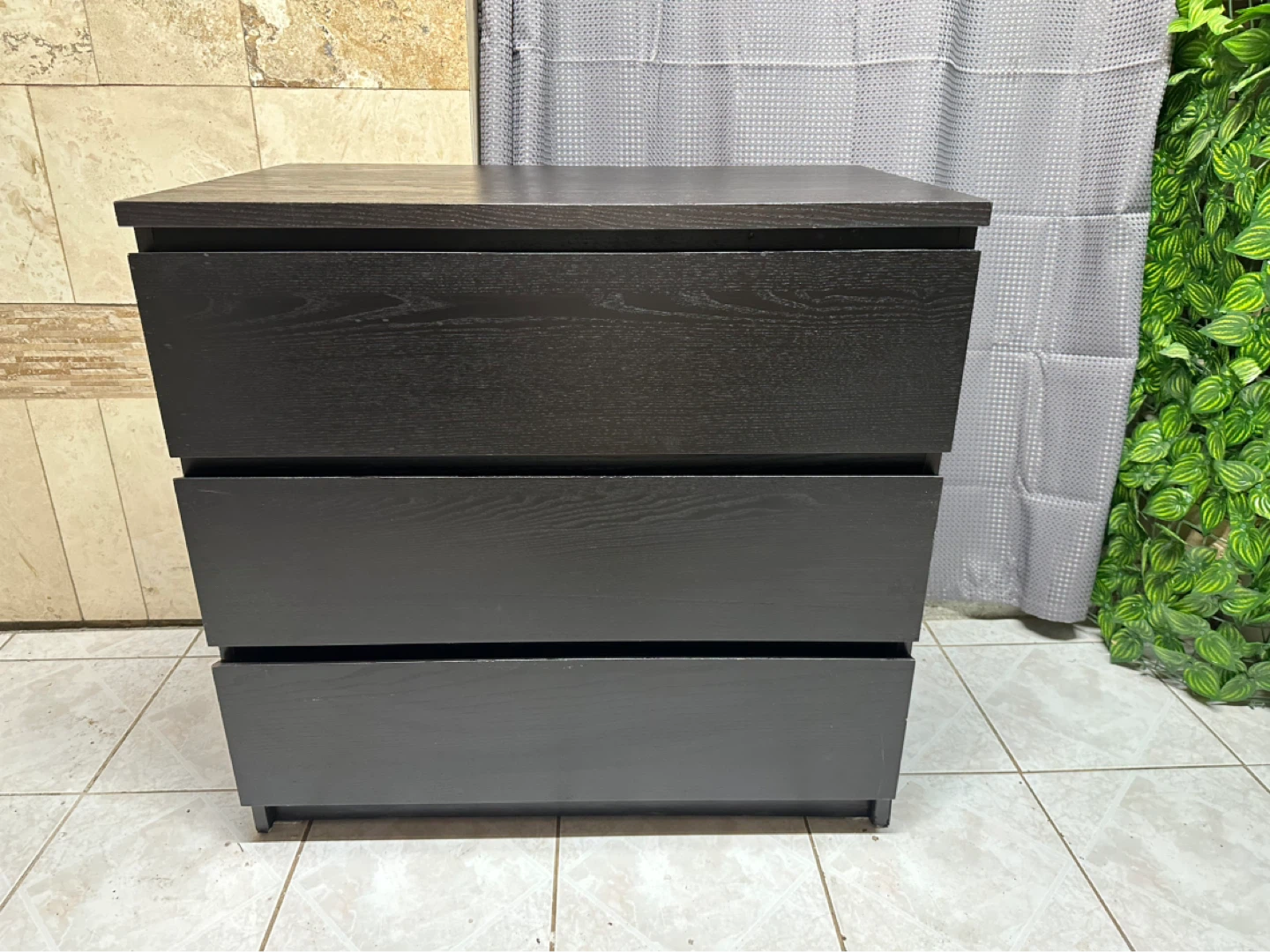 IKEA Modern Dark Wood 3‑Drawer Dresser – Great Condition