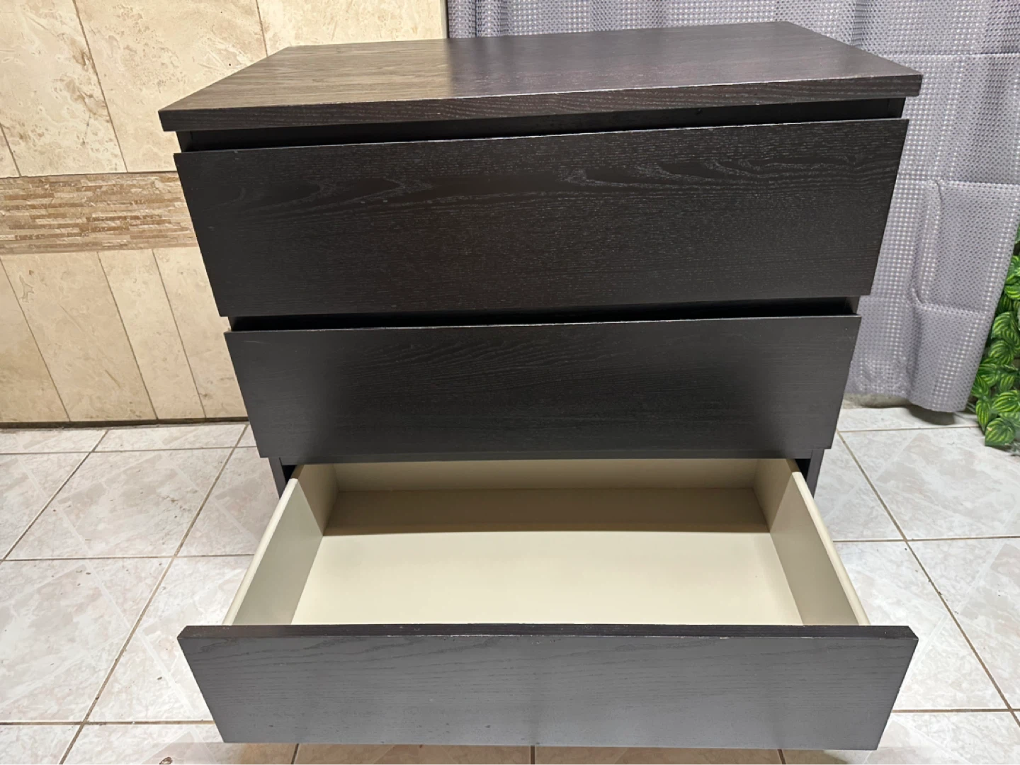IKEA Modern Dark Wood 3‑Drawer Dresser – Great Condition - photo 3