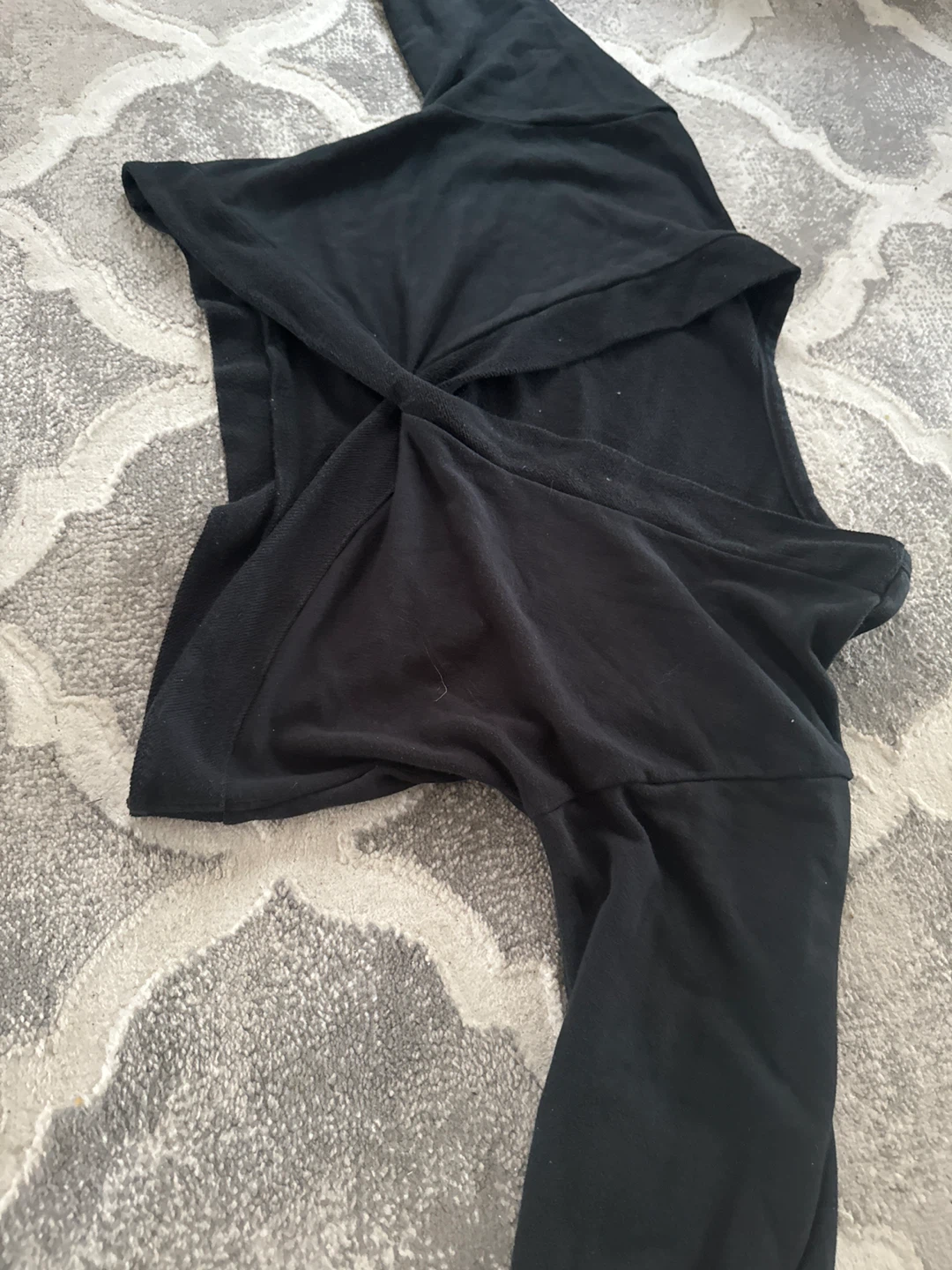 Black Cropped Twist Front Long Sleeve Top - photo 4