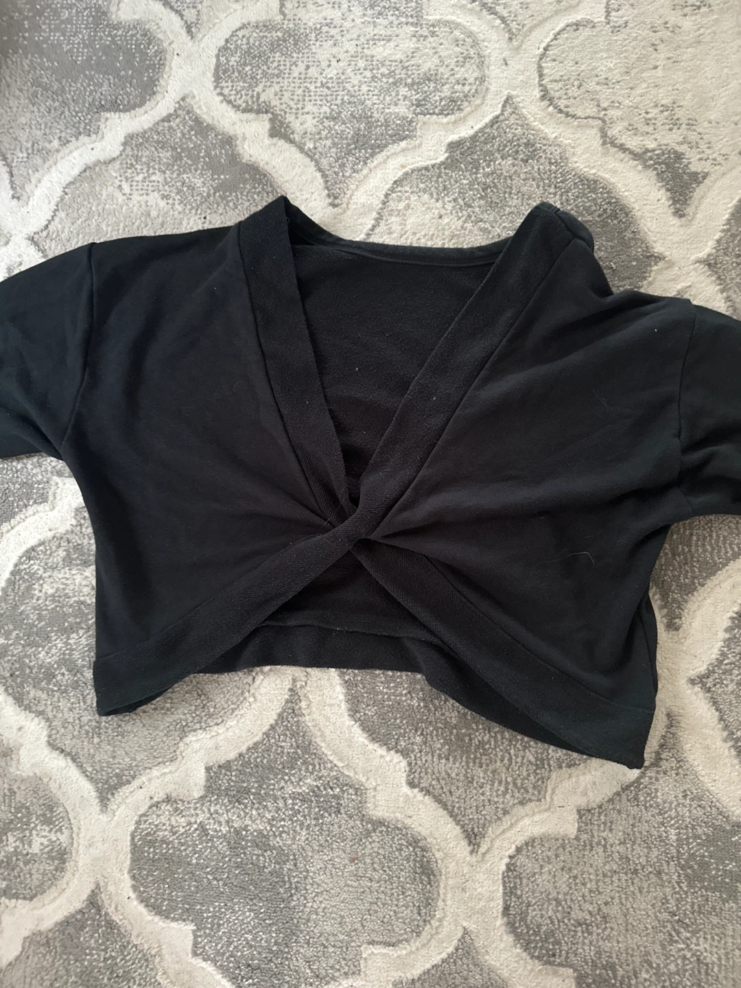 Black Cropped Twist Front Long Sleeve Top - photo 3