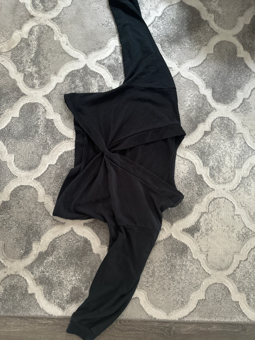 Black Cropped Twist Front Long Sleeve Top - photo 2
