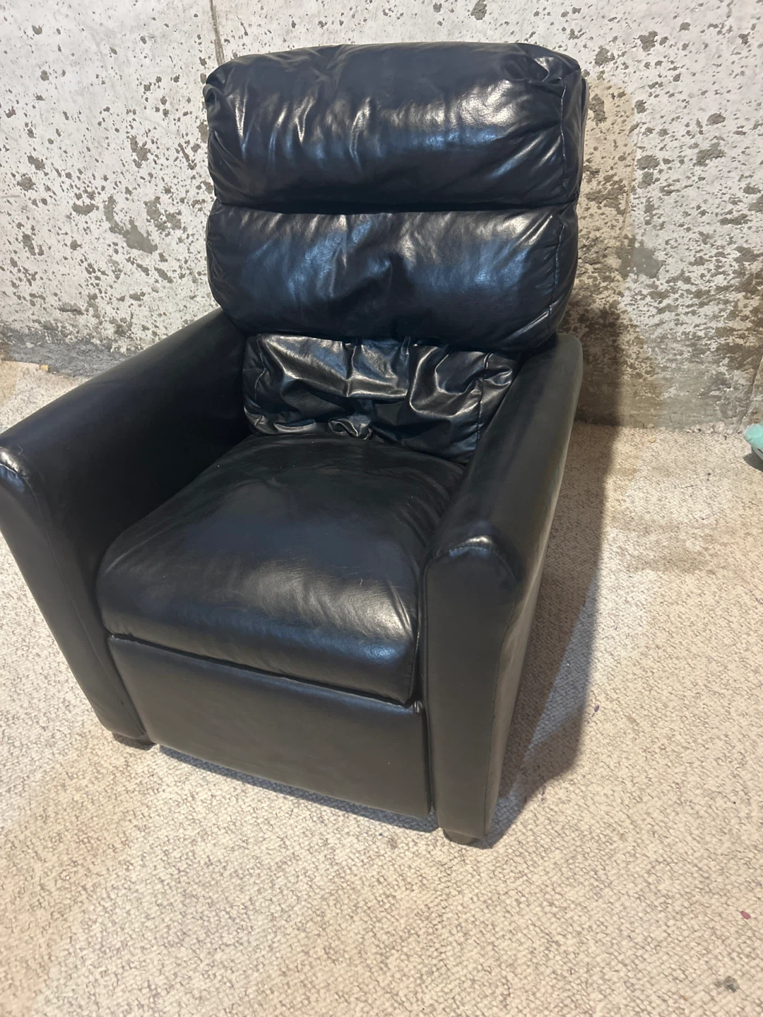 Kids Black Leather Recliner Chair