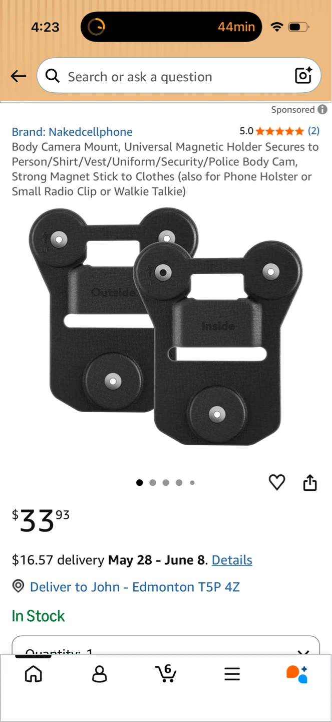 Nakedcellphone Body Camera Mount Set - photo 5