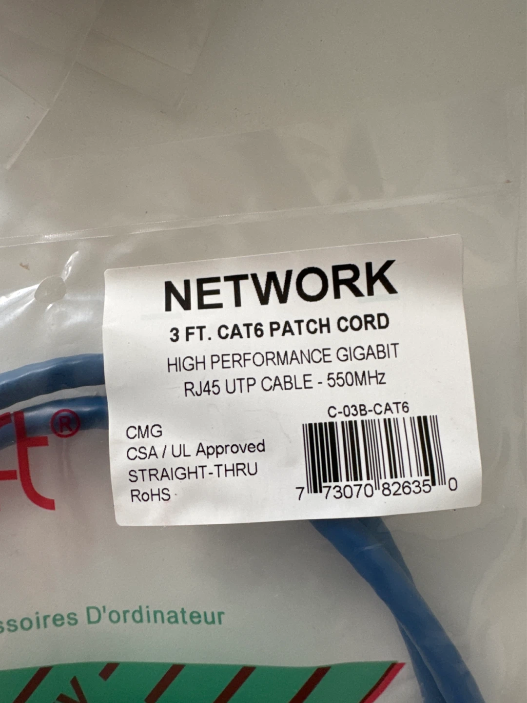 10 PCS TechCraft 3 FT Cat6 Patch Cord - photo 2