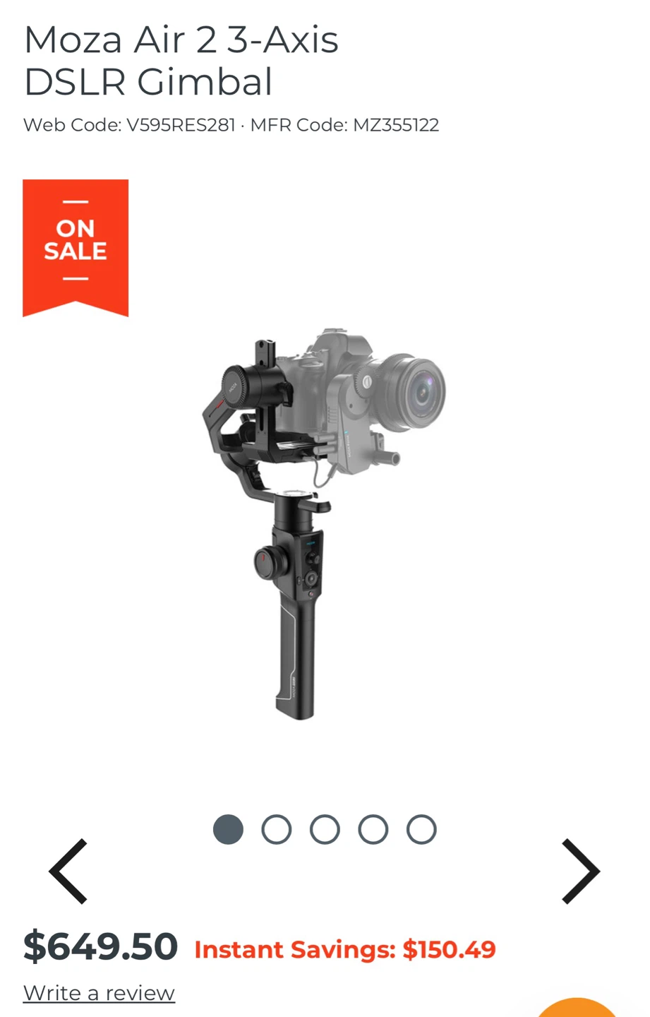 Moza Air 2 3-Axis DSLR Gimbal