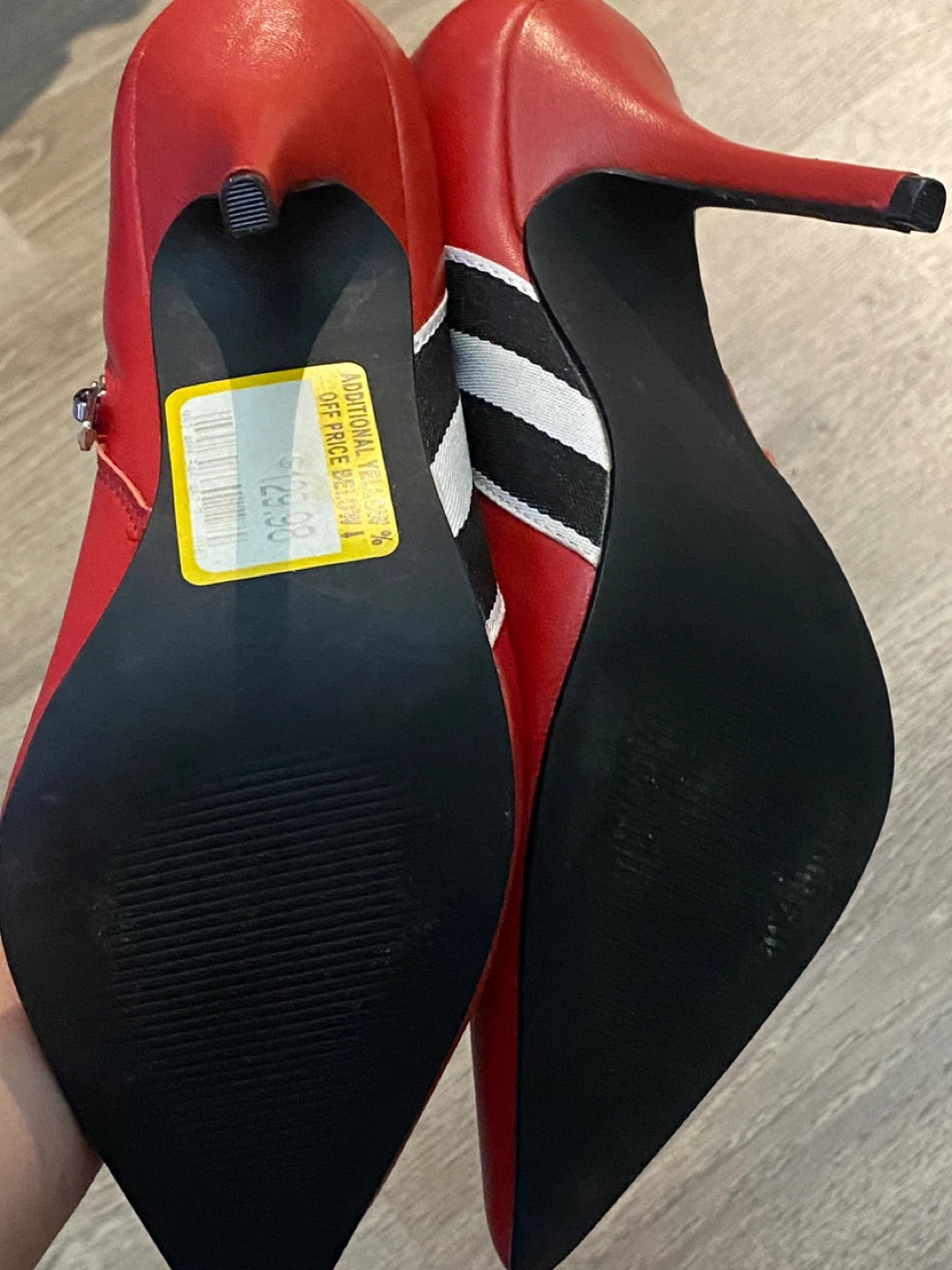 Steve Madden women’s stiletto booties red black &white - photo 5