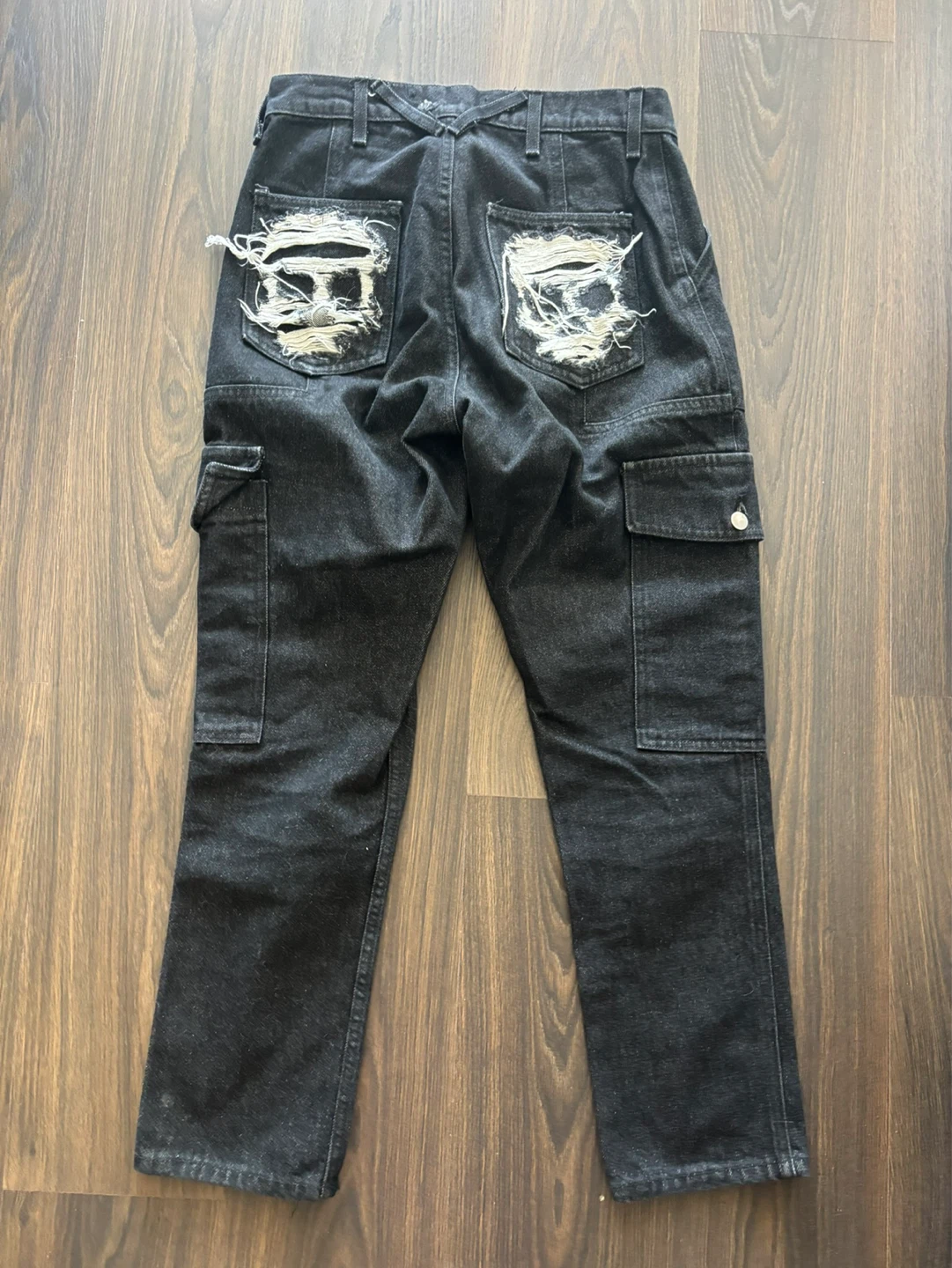 Menace Black Denim Cargo Pants