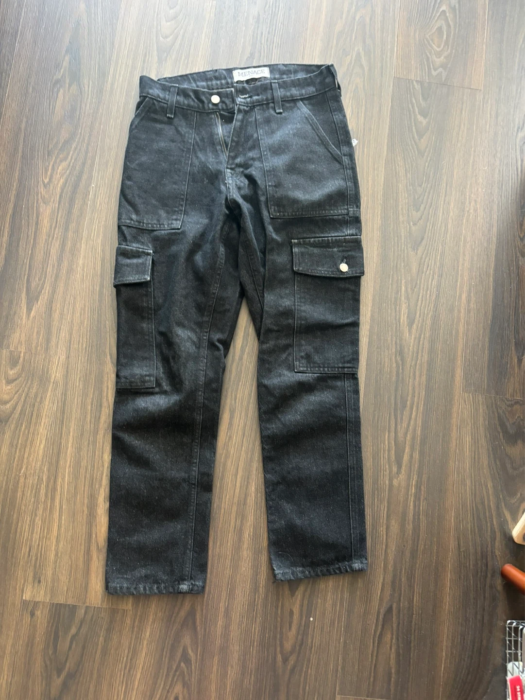 Menace Black Denim Cargo Pants - photo 3