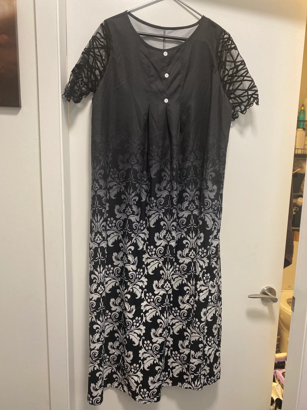 Black Dress with Patterned Sleeves