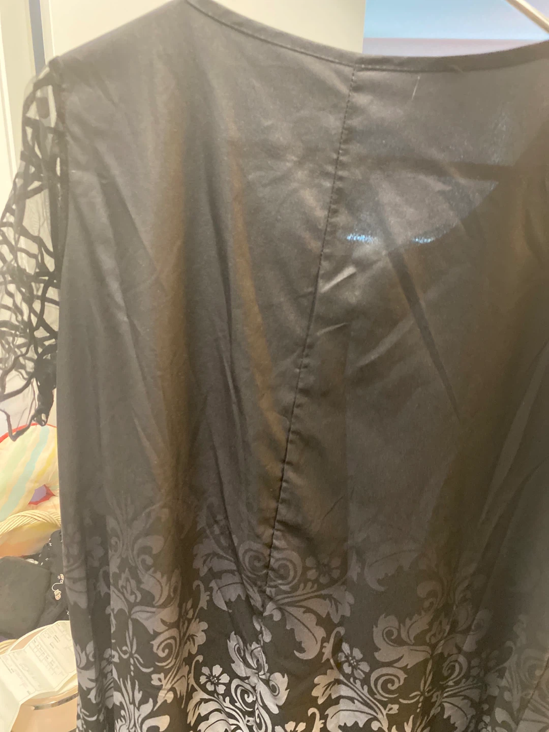 Black Dress with Patterned Sleeves - photo 3