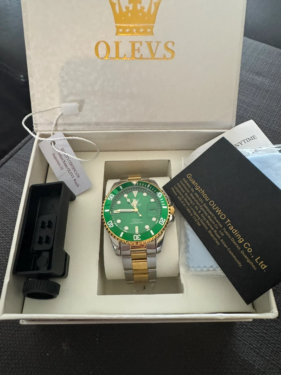 Olevs Men’s Automatic Green Dial Watch