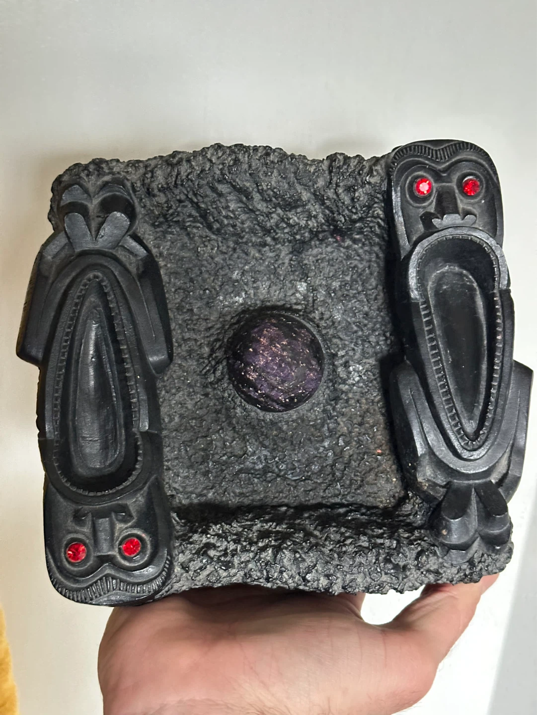 Hawaiian Coco Joe's Tiki Lava Rock Ashtray Red Eyes