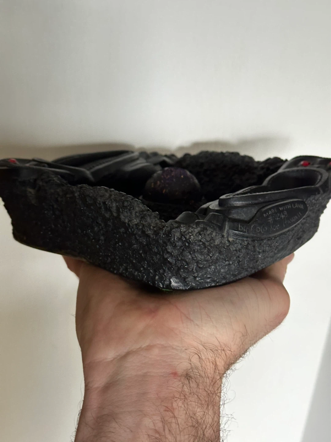 Hawaiian Coco Joe's Tiki Lava Rock Ashtray Red Eyes - photo 4