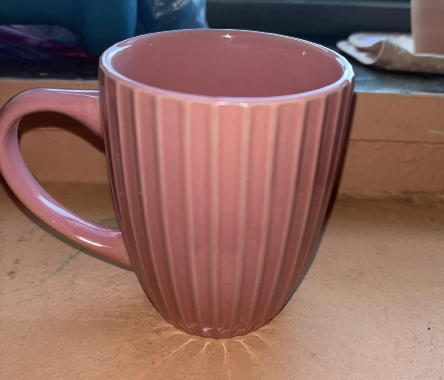 Pink Ribbed Mug