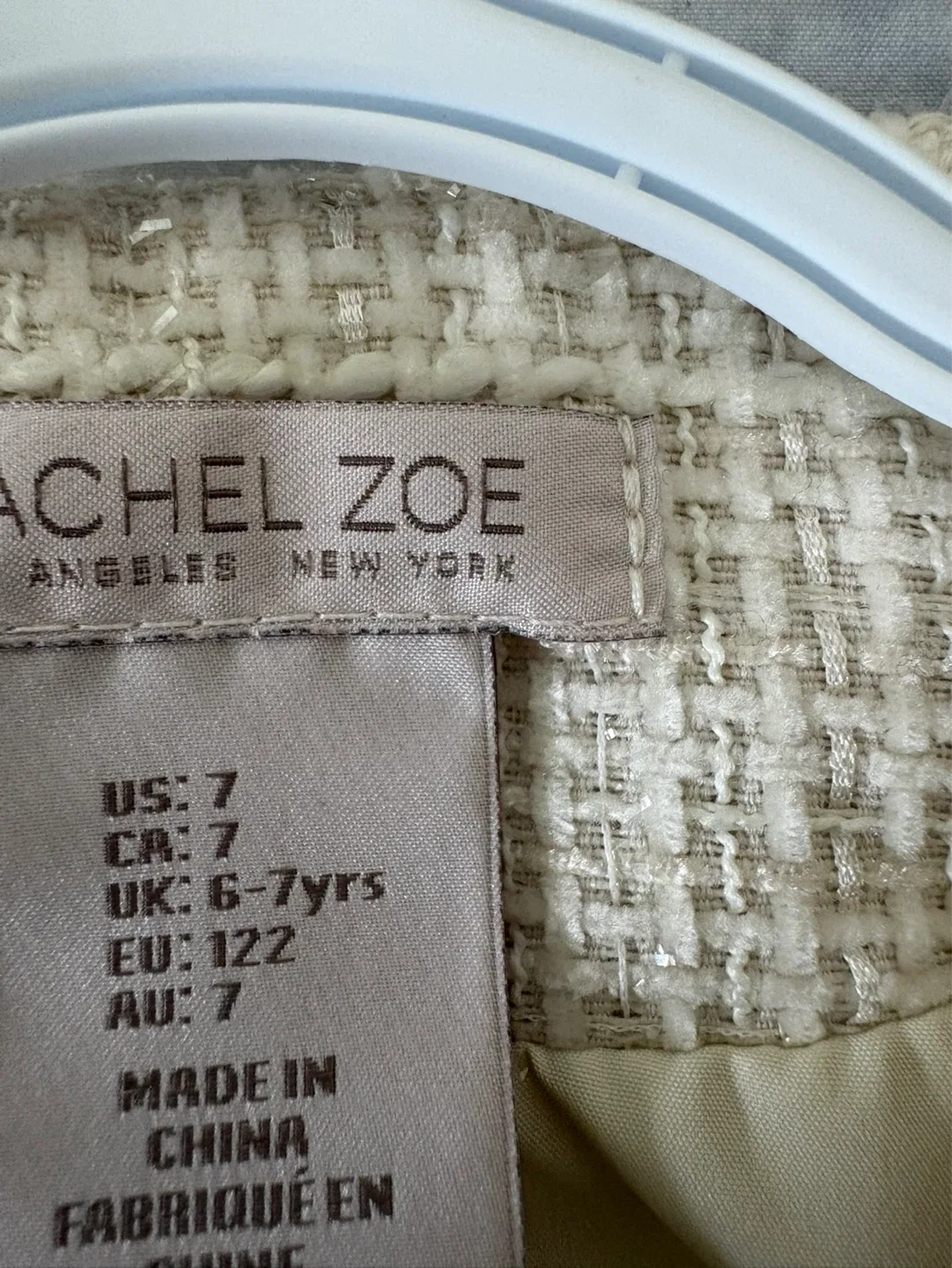Rachel Zoe Cream Tweed Skirt Suit with Beaded Accents - Size 7
