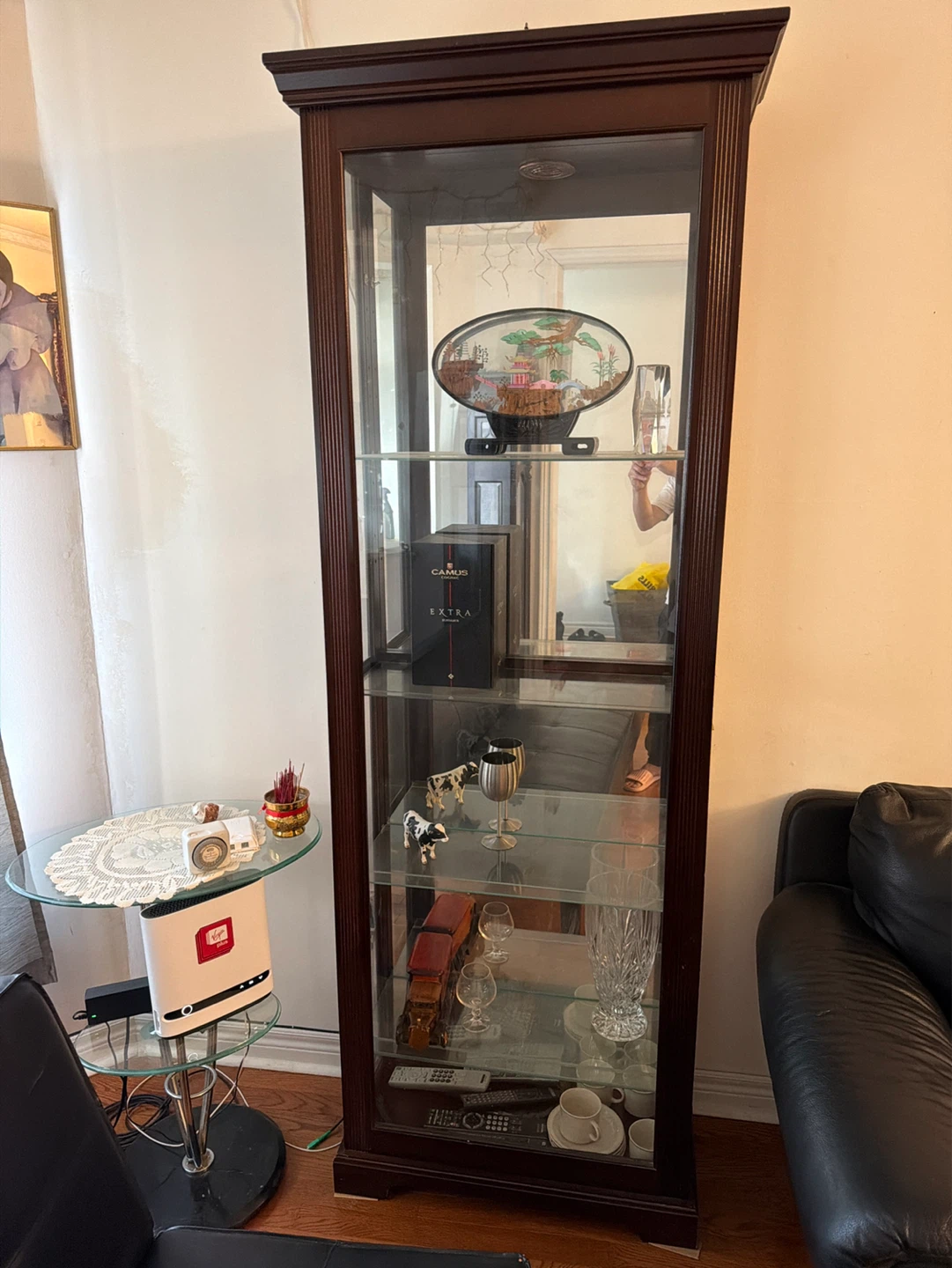 Wooden Display Cabinet with Glass Doors