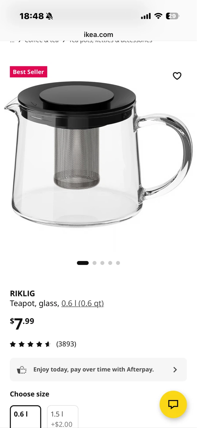 IKEA RIKLIG Teapot, Glass, 0.6 L
